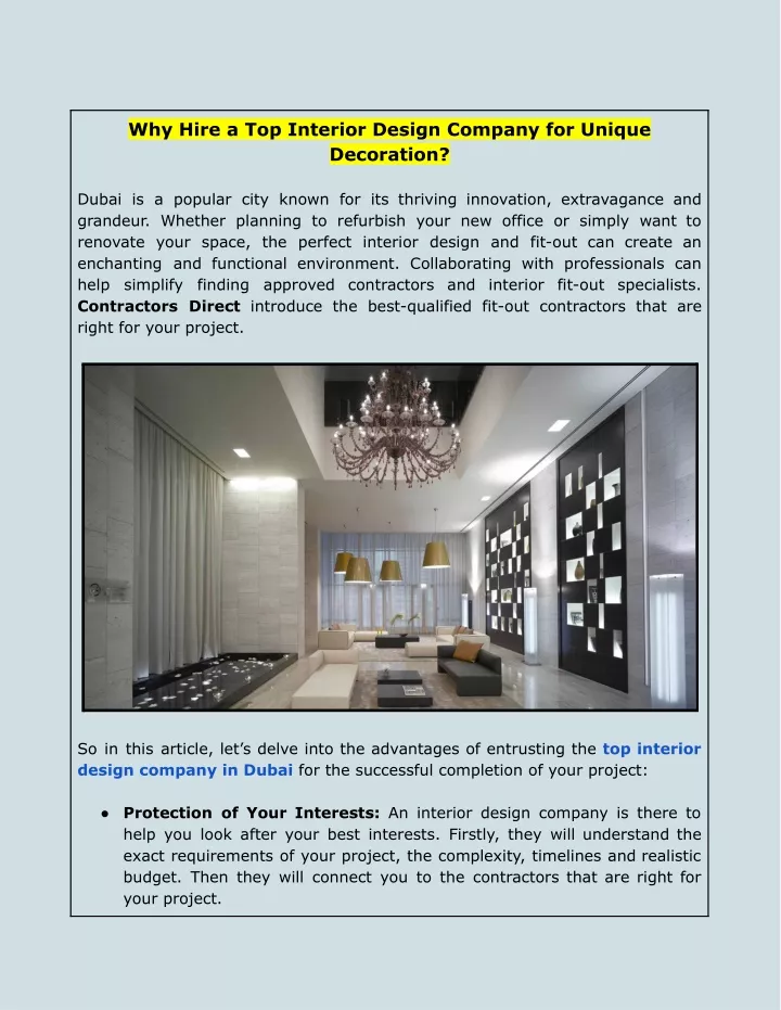 why hire a top interior design company for unique