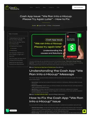 Cash App Issue: “We Ran Into a Hiccup. Please Try Again Later” – How to Fix