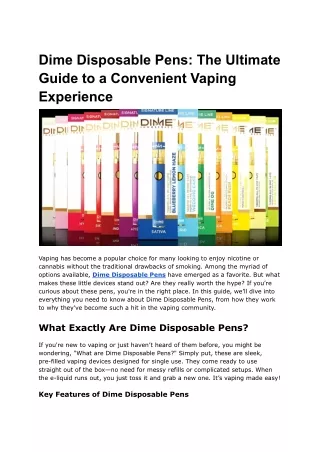 Dime Disposable Pens_ The Ultimate Guide to a Convenient Vaping Experience