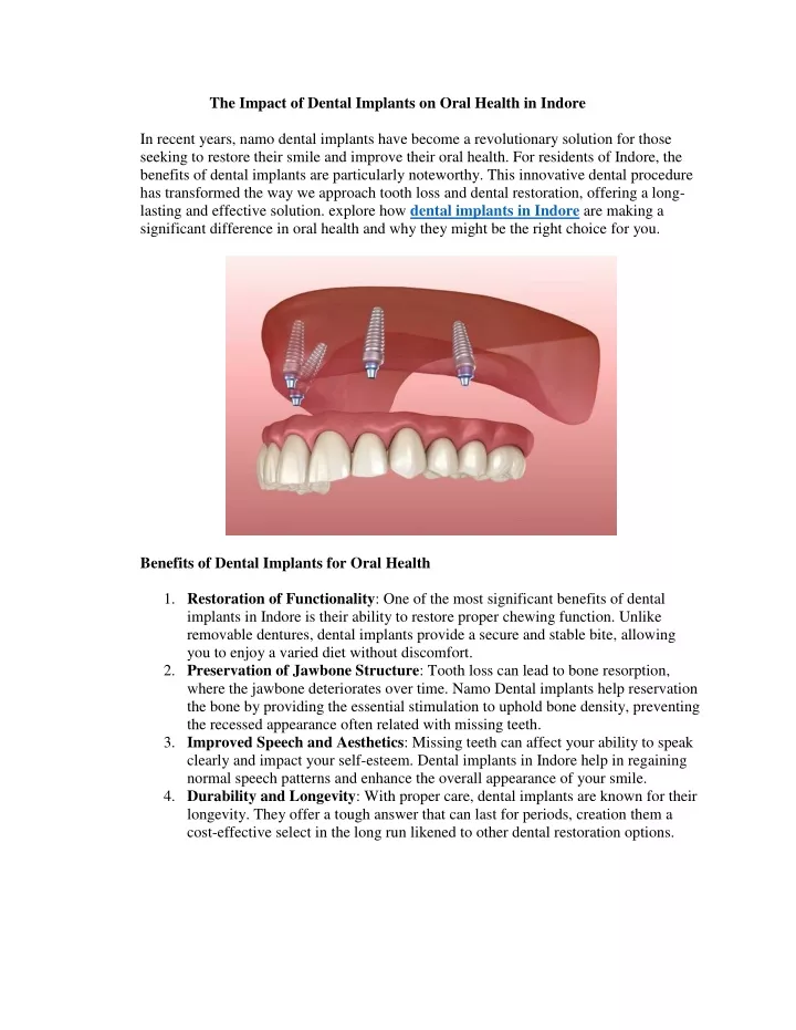 the impact of dental implants on oral health