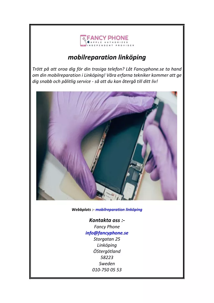 mobilreparation link ping