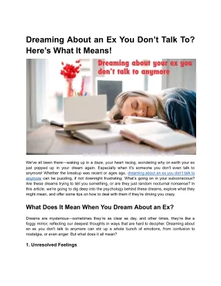 Dreaming About an Ex You Don’t Talk To_ Here’s What It Means!