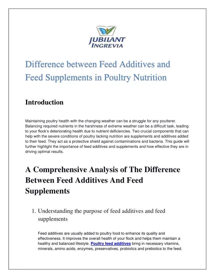 difference between feed additives and feed