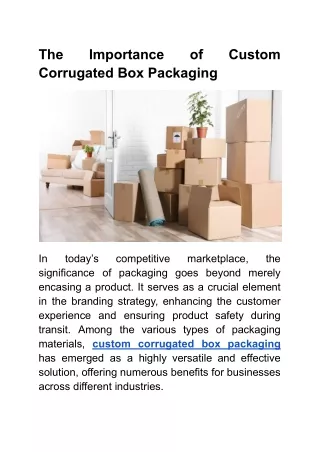 The Importance of Custom Corrugated Box Packaging