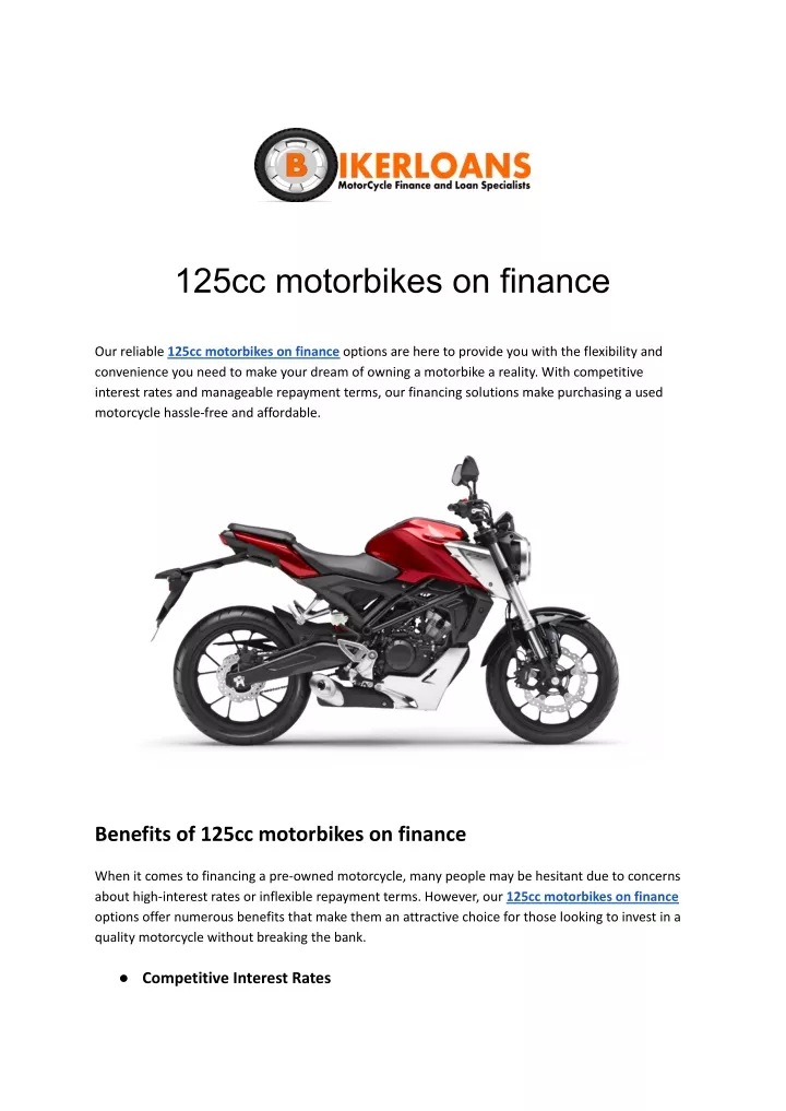 125cc motorbikes on finance