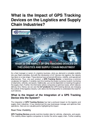 What is the Future of GPS Tracking Devices in Logistics and the Supply Chain?