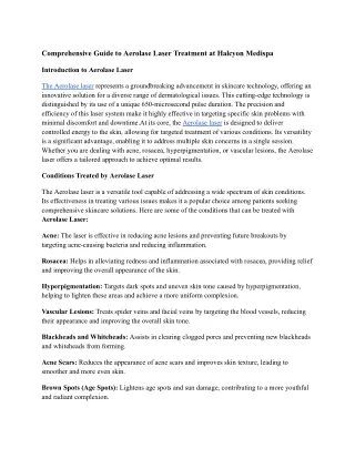 Comprehensive Guide to Aerolase Laser Treatment at Halcyon Medispa