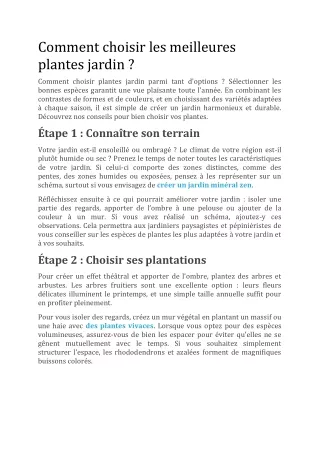Choisir plantes jardin : Guide pour les meilleures options