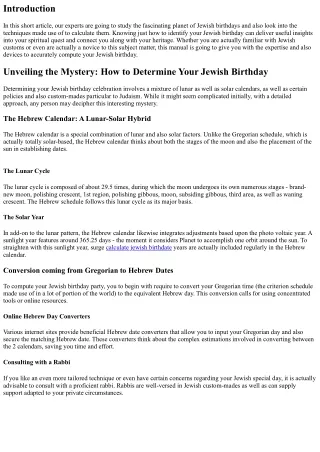 Introducing the Mystery: Just How to Determine Your Jewish Birthday