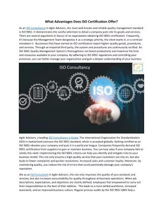 what advantages does iso certification offer