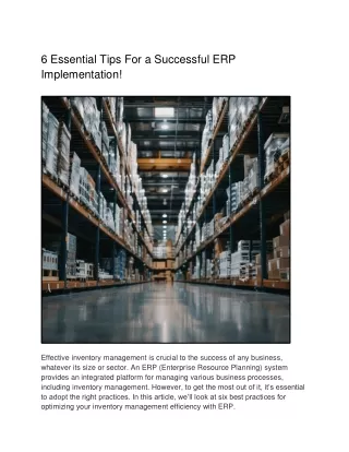 6 Essential Tips For a Successful ERP Implementation!