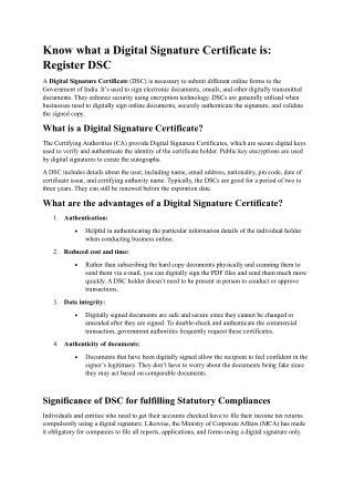 Know what a Digital Signature Certificate