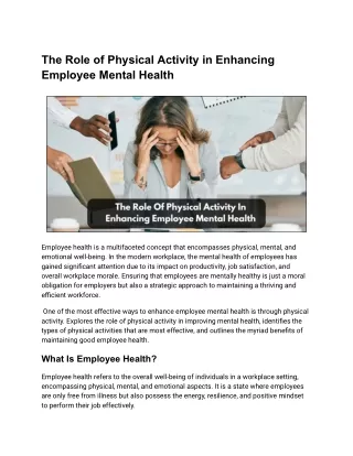 The Role of Physical Activity in Enhancing Employee Mental Health