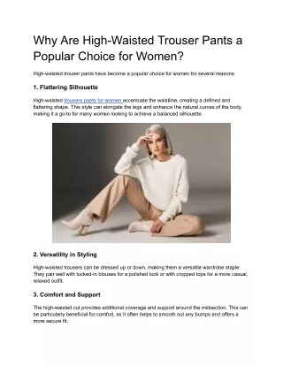 Why Are High-Waisted Trouser Pants a Popular Choice for Women