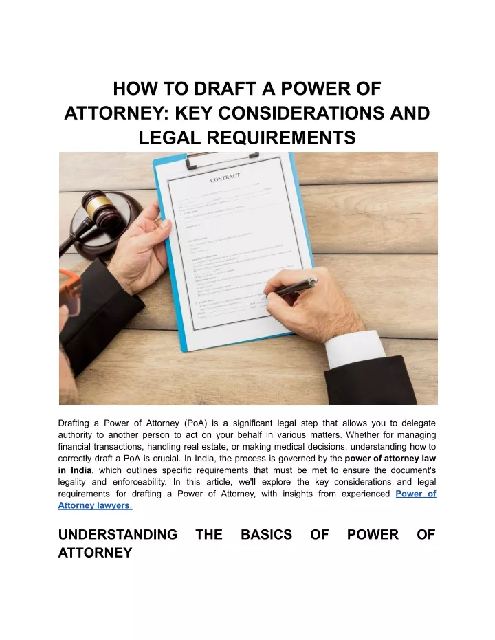 how to draft a power of attorney