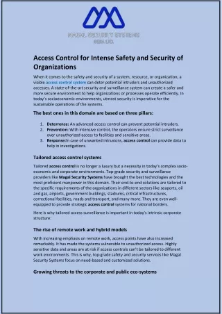 access control for intense safety and security