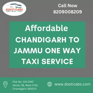 Chandigarh To Jammu One Way Taxi Service