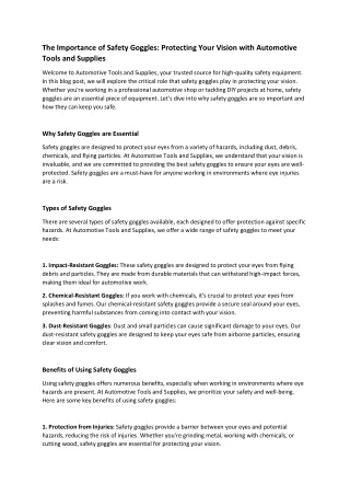 the importance of safety goggles protecting your