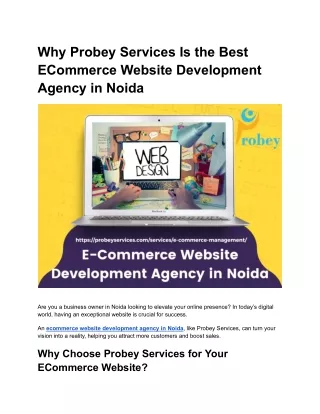 Why Probey Services Is the Best ECommerce Website Development Agency in Noida