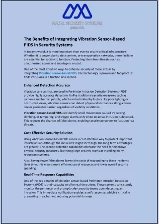 the benefits of integrating vibration sensor