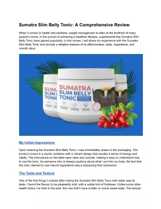 Sumatra Slim Belly Tonic_ A Comprehensive Review