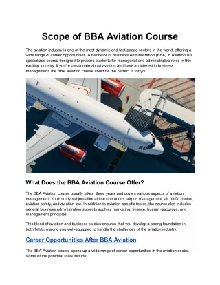 scope of bba aviation course