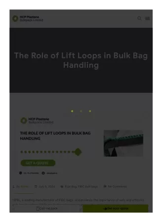 The Role of Lift Loops in Bulk Bag Handling