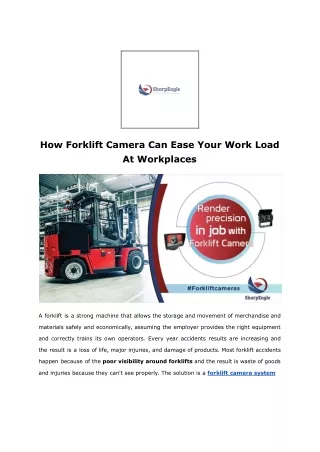 How Forklift Camera Can Ease Your Work Load At Workplaces