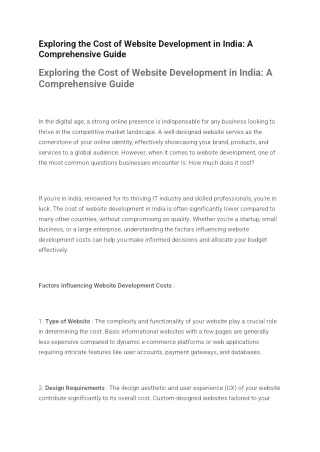 exploring the cost of website development