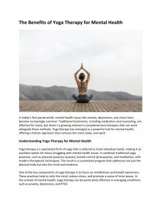 The Benefits of Yoga Therapy for Mental Health