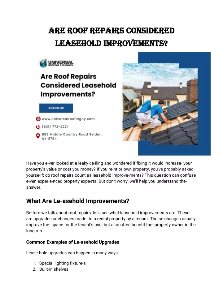 are roof repairs considered are roof repairs