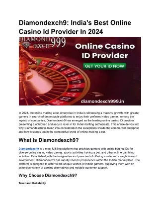 Diamondexch9_ India's Best Online Casino Id Provider In 2024