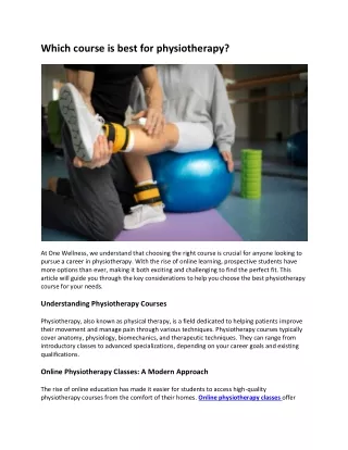 Which course is best for physiotherapy