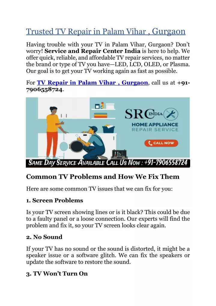 trusted tv repair in palam vihar gurgaon