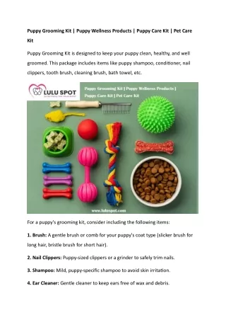 Puppy Grooming Kit  Puppy Wellness Products  Puppy Care Kit  Pet Care Kit