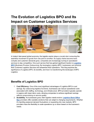 The Evolution of Logistics BPO and Its Impact on Customer Logistics Services