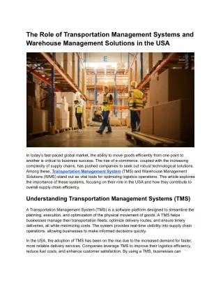 The Role of Transportation Management Systems and Warehouse Management Solutions in the USA