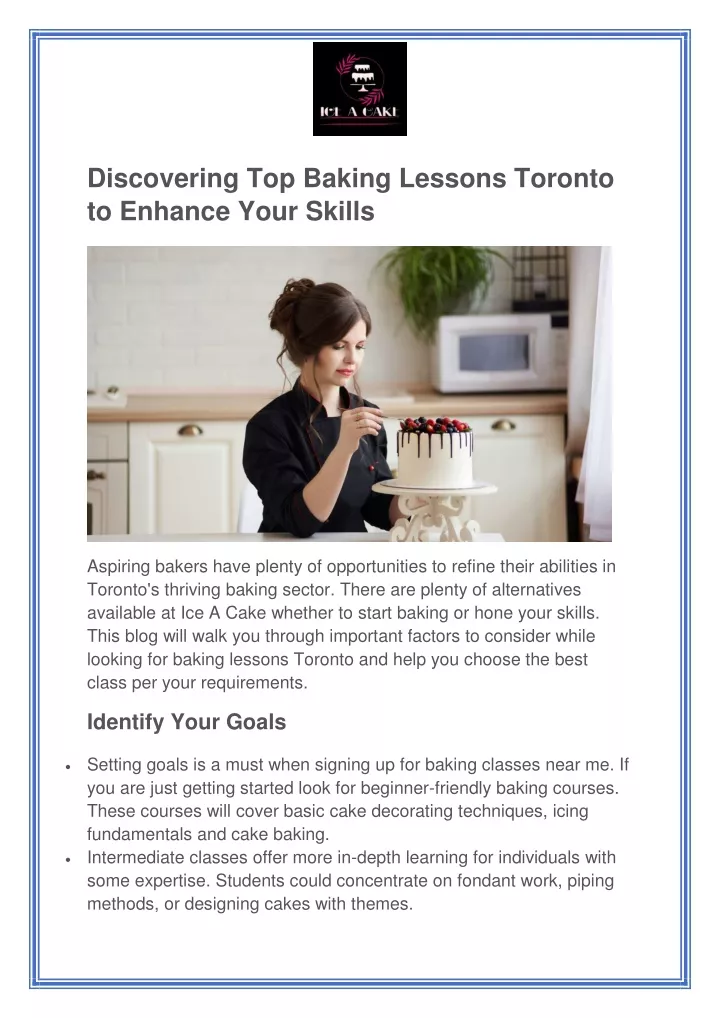 discovering top baking lessons toronto to enhance