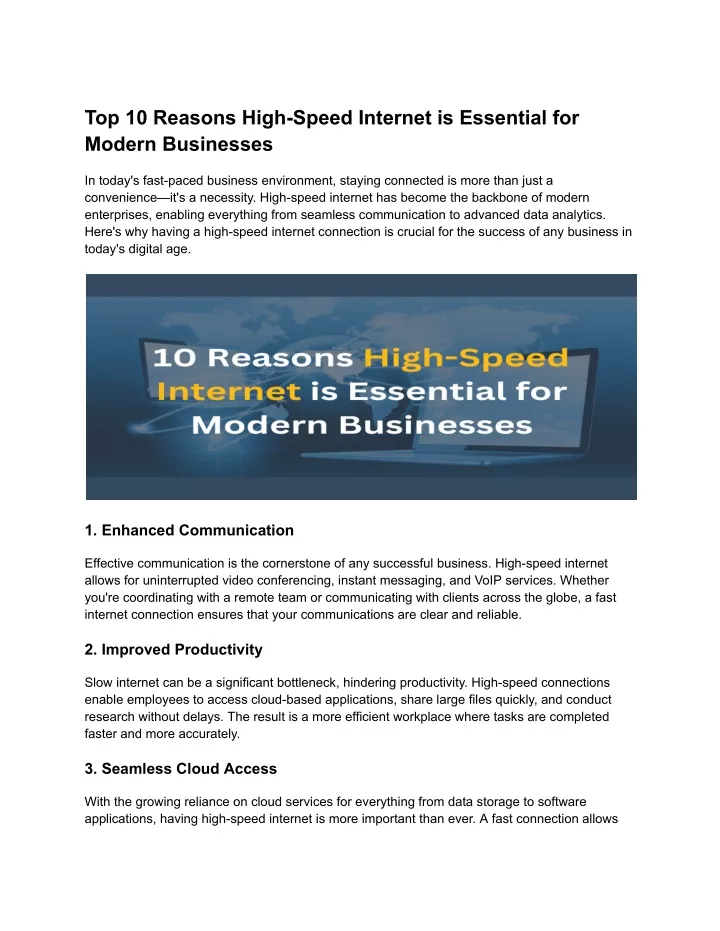 top 10 reasons high speed internet is essential