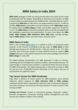 MBA salary in India