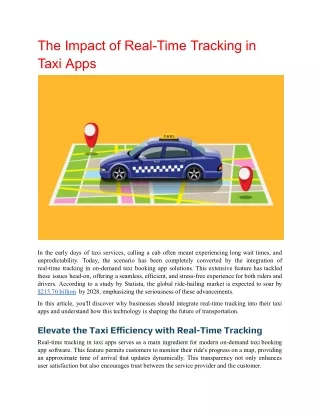 The Impact of Real-Time Tracking in Taxi Apps