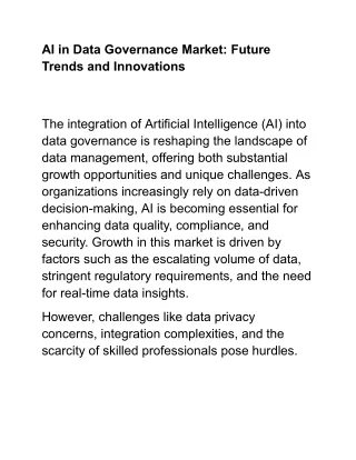AI in Data Governance Market: Best Practices for Implementation