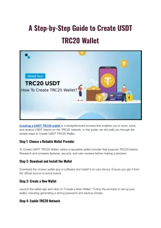 A Step-by-Step Guide to Create USDT TRC20 Wallet