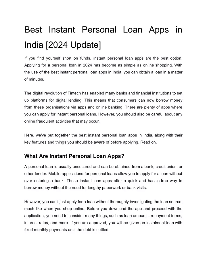 best instant personal loan apps in