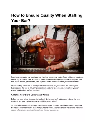 How to Ensure Quality When Staffing Your Bar_