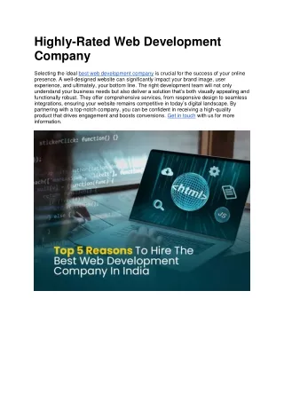 highly rated web development company selecting