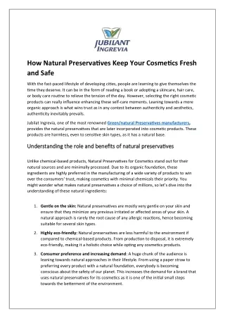 How Natural Preservatives Keep Your Cosmetics Fresh and Safe