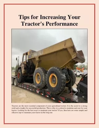 Tips for Increasing Your Tractor's Performance
