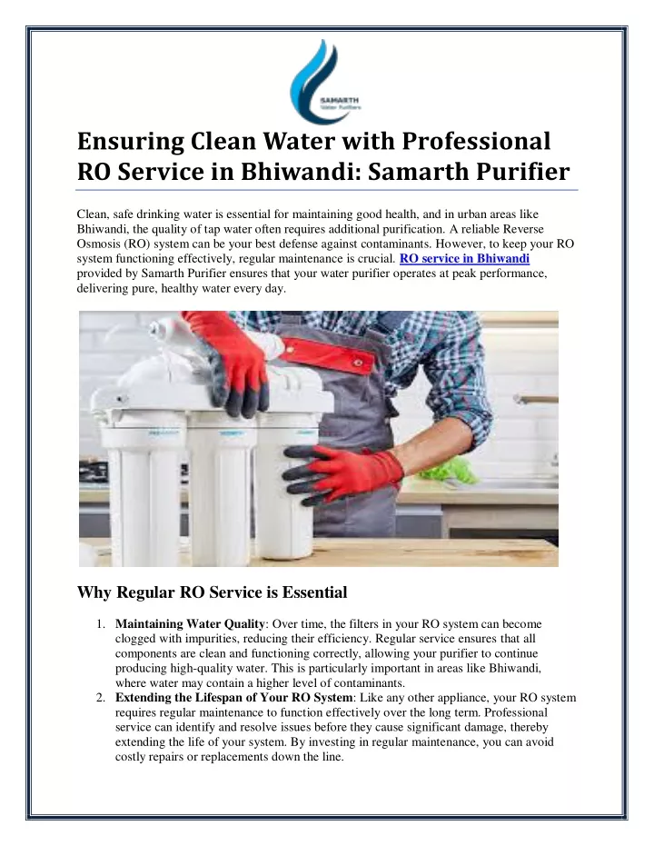 ensuring clean water with professional ro service