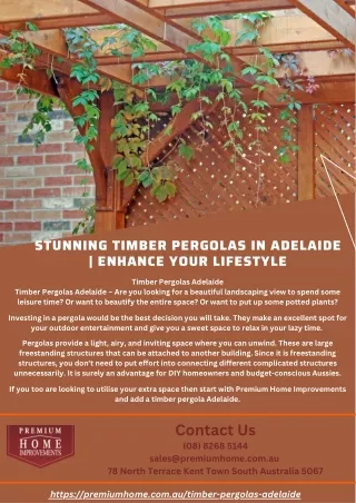 Stunning Timber Pergolas in Adelaide  Enhance Your Lifestyle